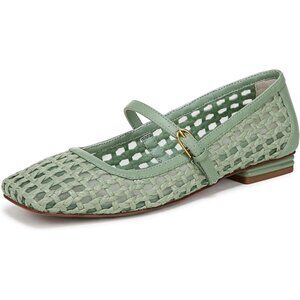 Franco Sarto Womens Aloe Green Woven Fabric Tinsley Mary Jane Ballet Flats